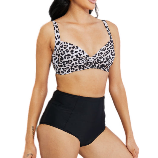 High-Waist Twist Leopard Bikini