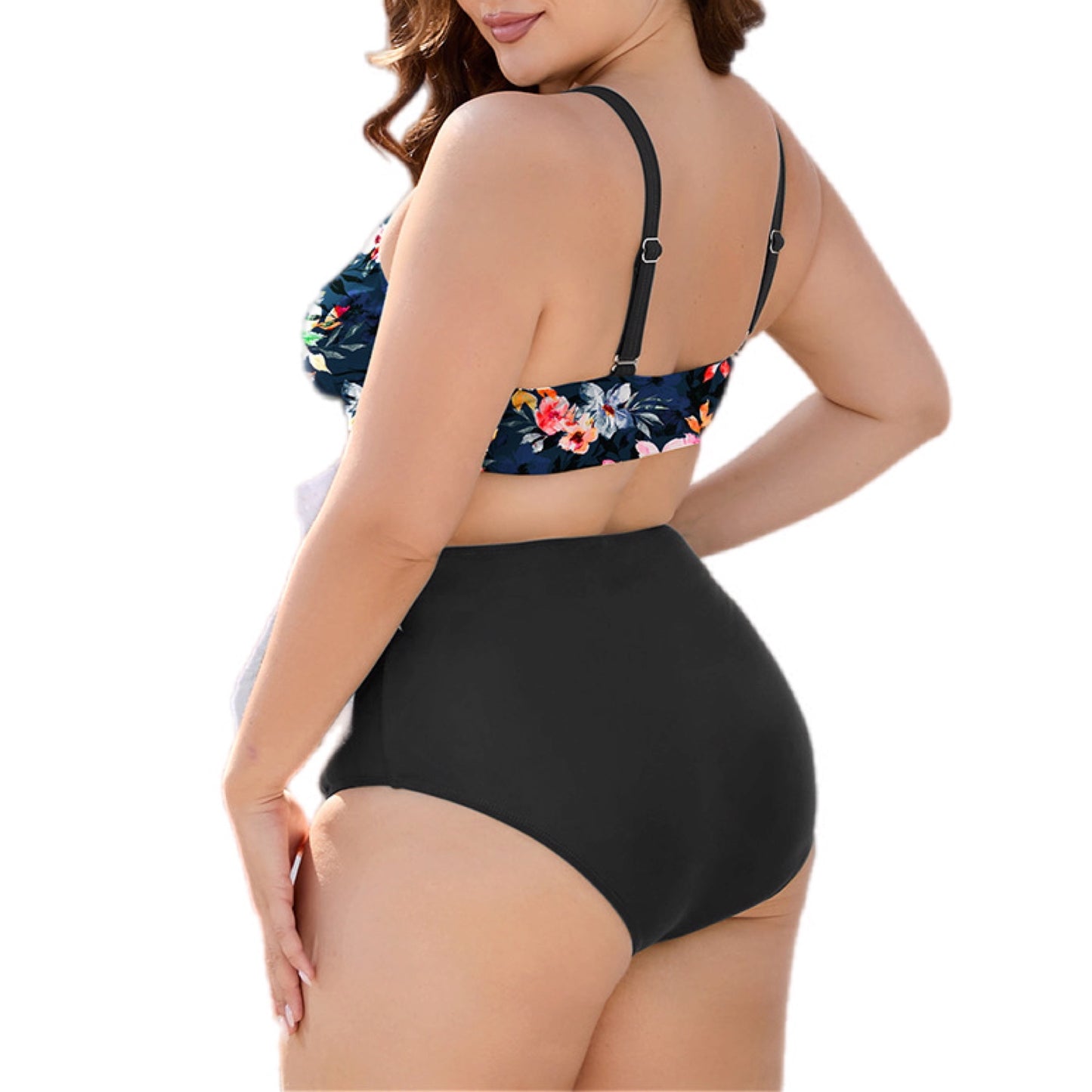 Plus Size Floral High Waist Two-Piece