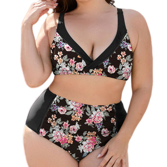 Plus Size Floral High Waist Two-Piece