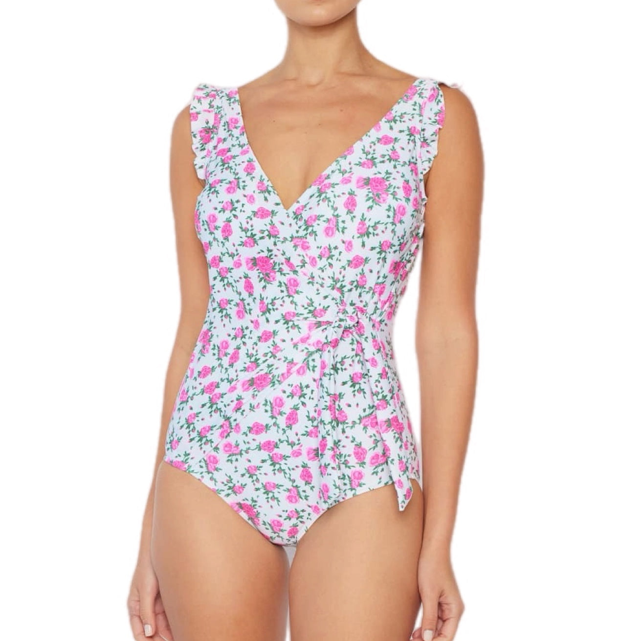 Ruffle Faux Wrap One-Piece Swimsuit