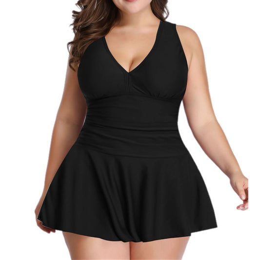 Plus Size Plunge One-Piece Swim Dress