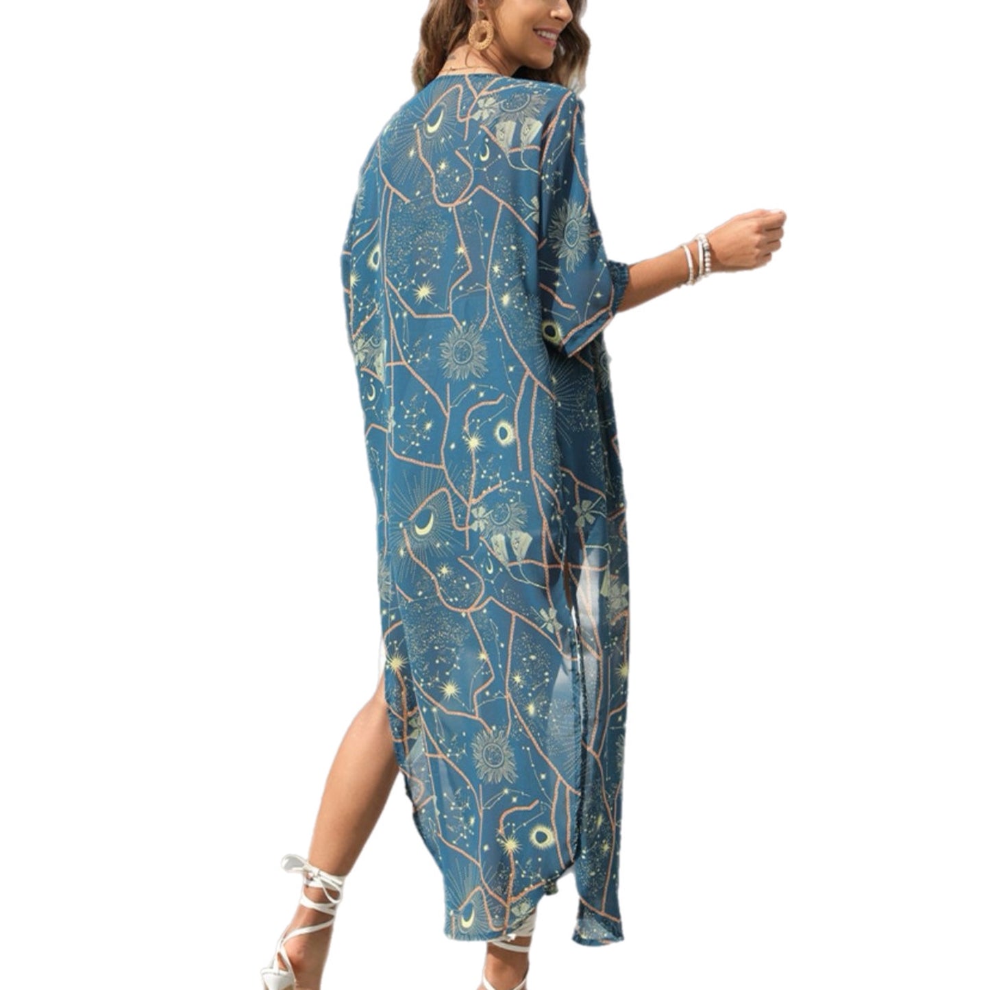 Floral Side Slit Beach Cover-Up