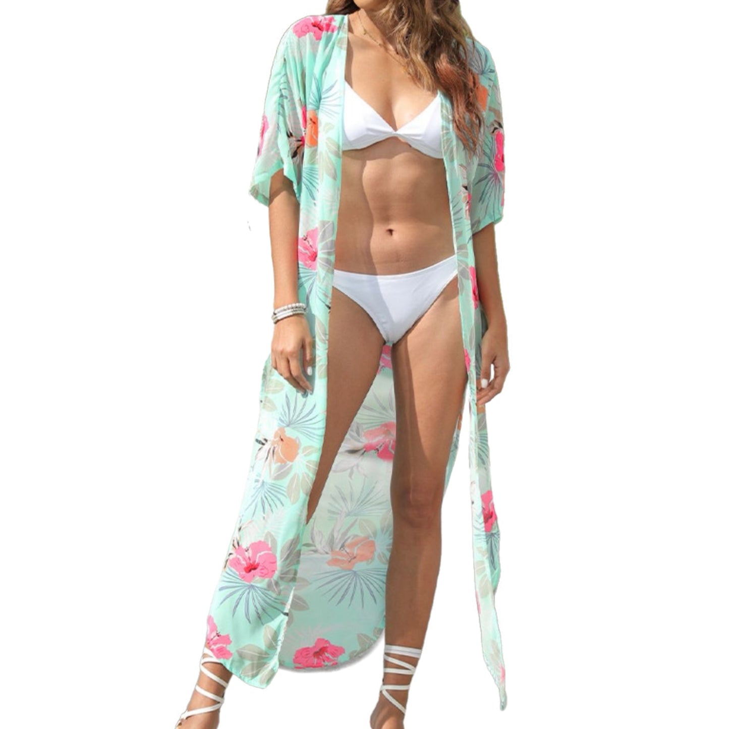 Floral Side Slit Beach Cover-Up