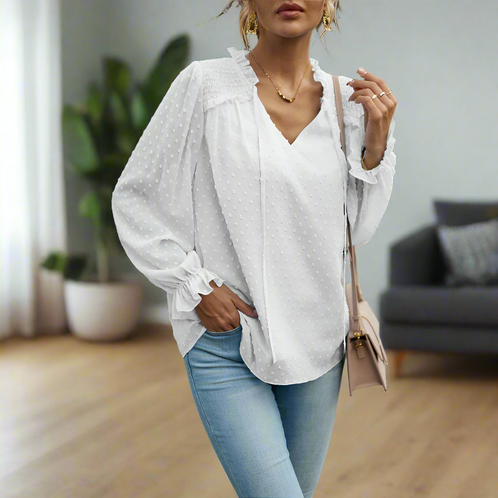 V-Neck Long Sleeve Top