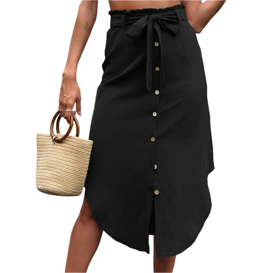 High Waist Button Up Skirt