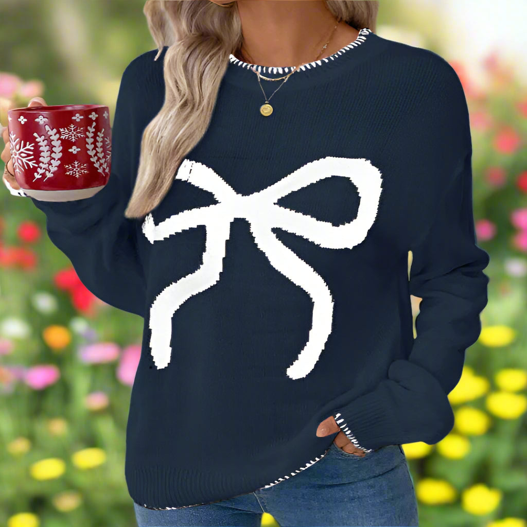 Bow Long Sleeve Knit Sweater