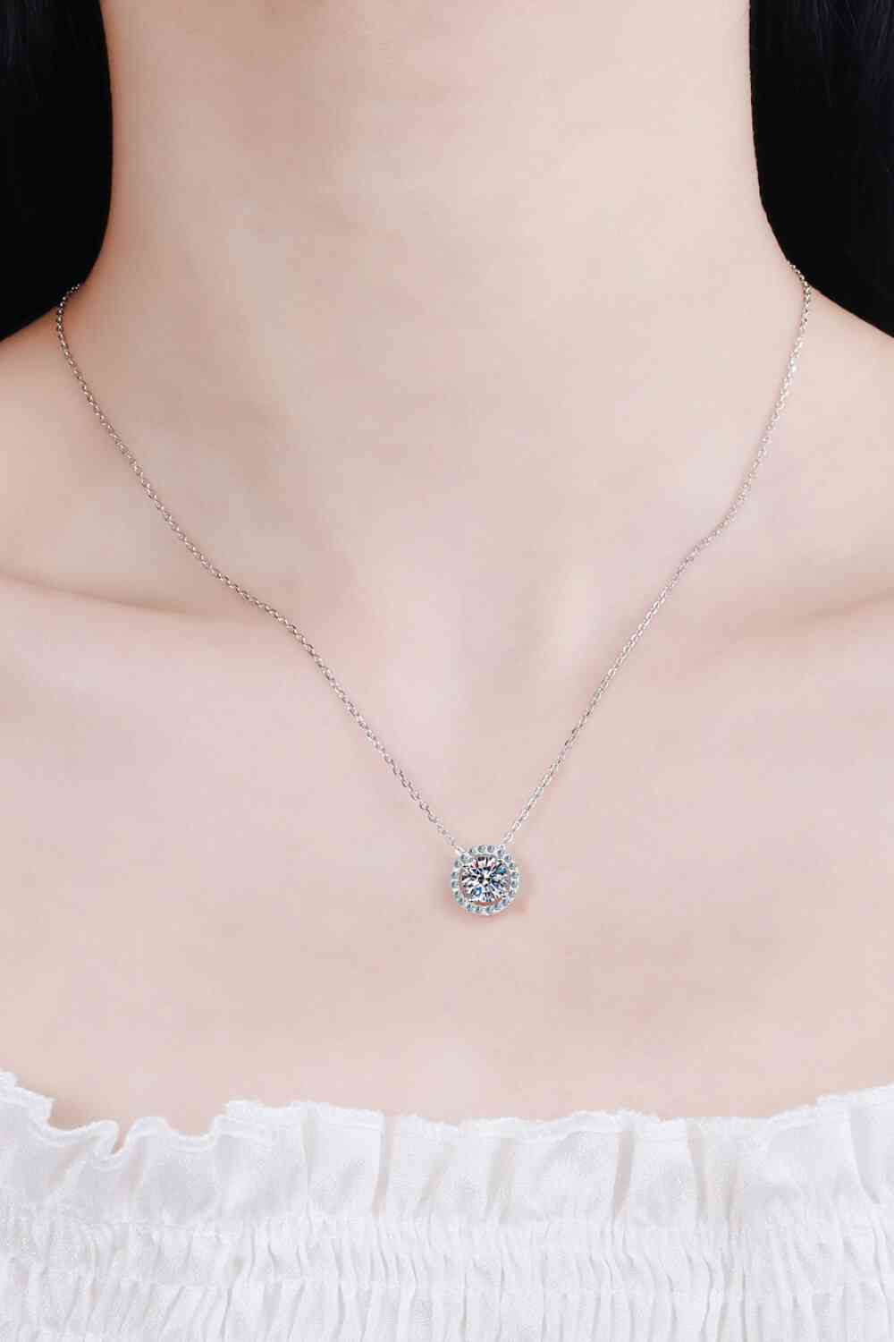 Moissanite Sterling Silver Charm Necklace