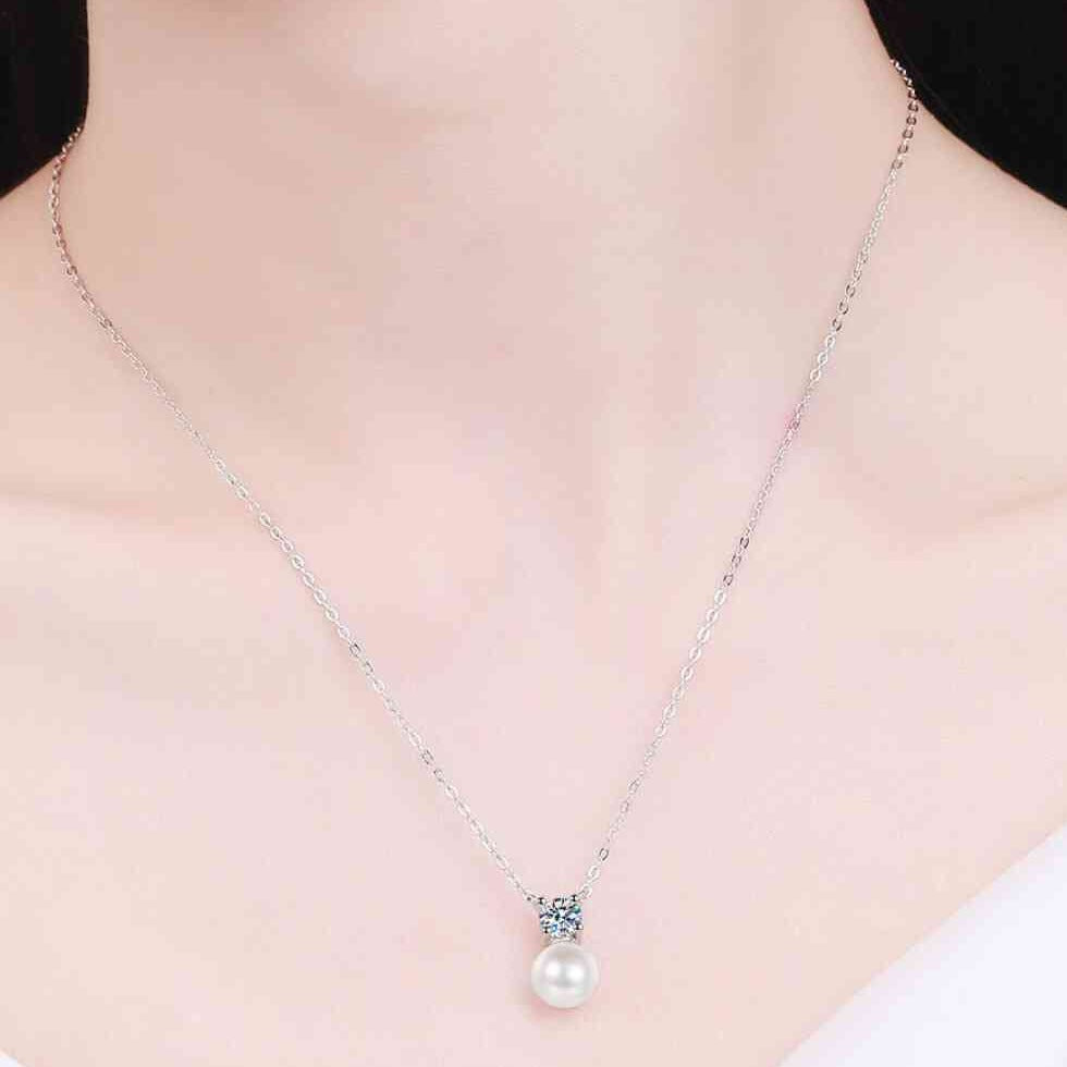 Freshwater Pearl Moissanite Necklace