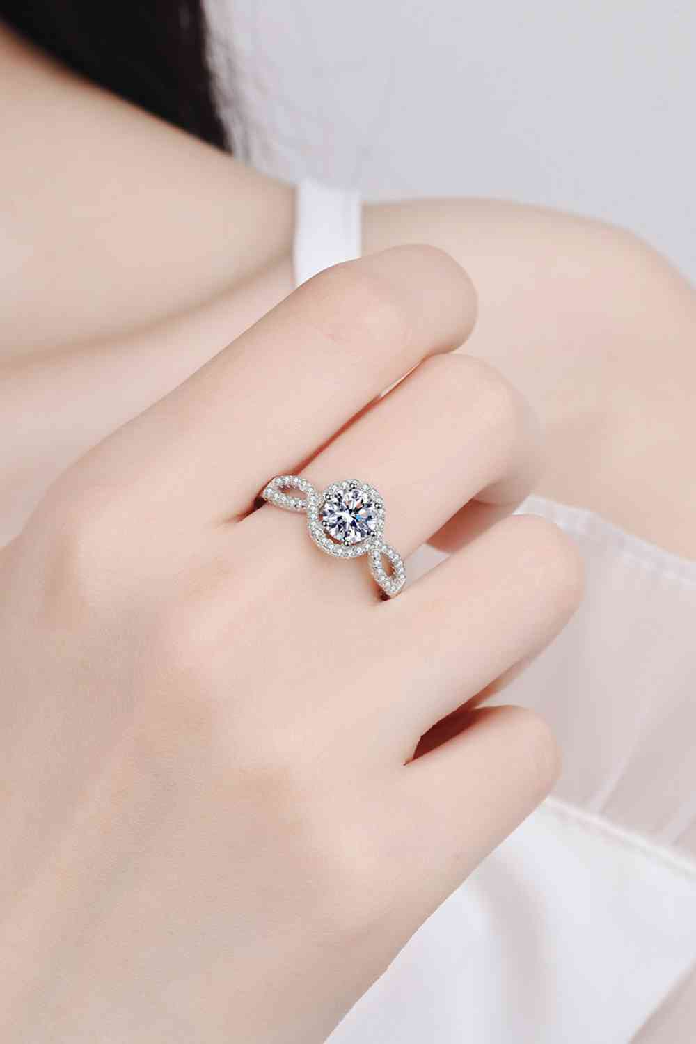 Moissanite Sterling Silver Round Ring