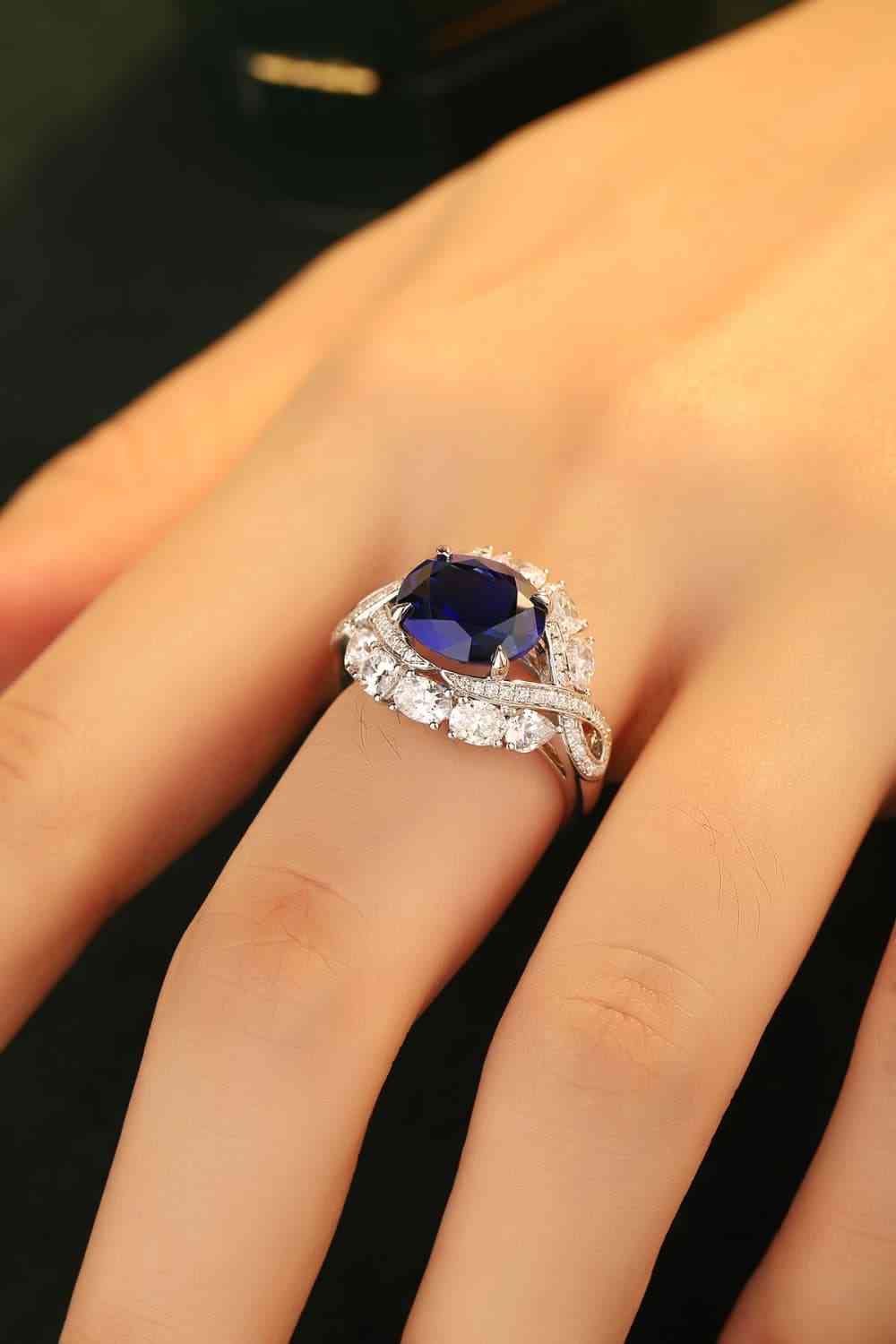 Sterling Silver Sapphire Statement Ring