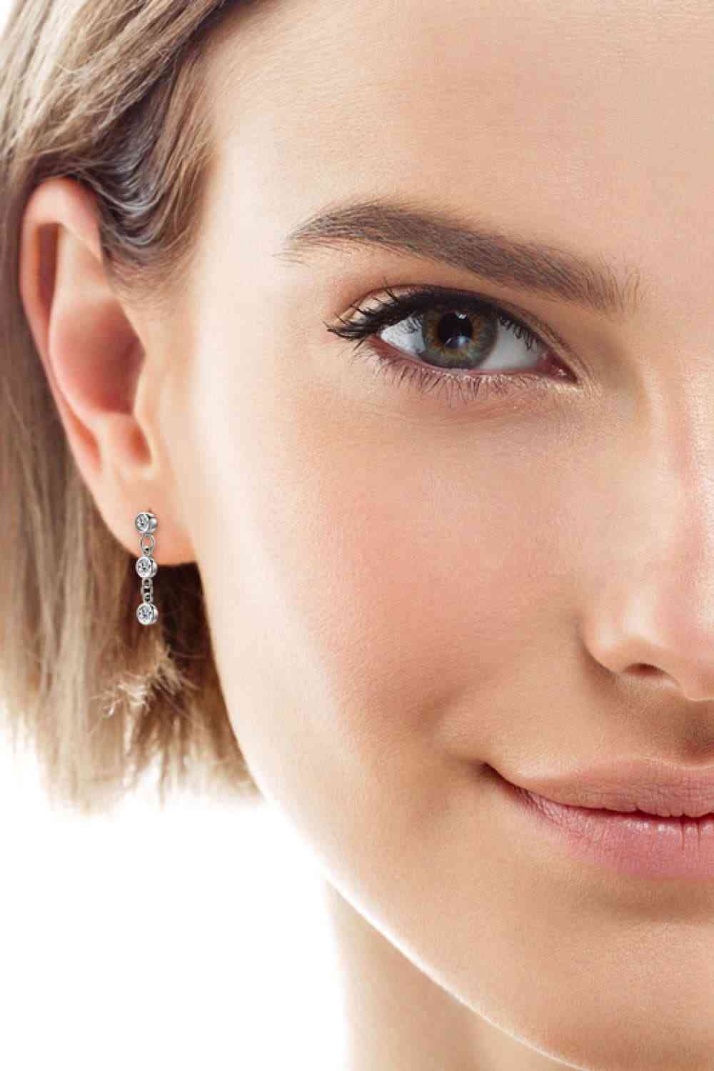 Sterling Silver Moissanite Dangle Stud Earrings