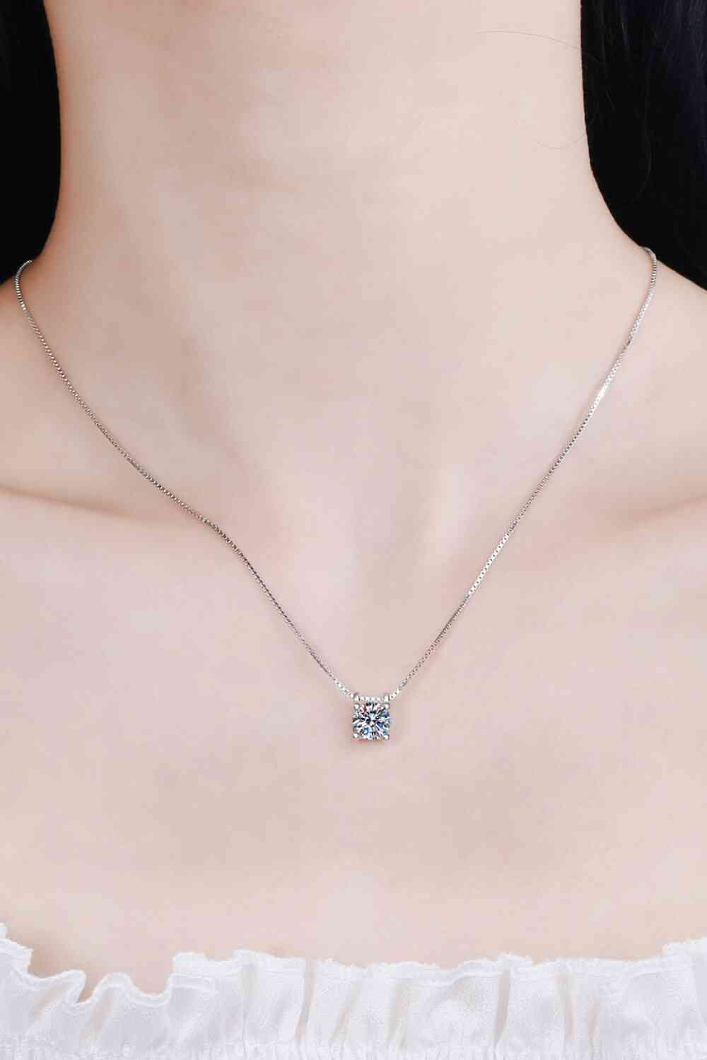 Moissanite Sterling Silver Charm Necklace