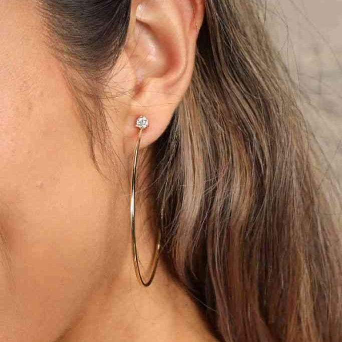 Moissanite Hoop Stud Earrings