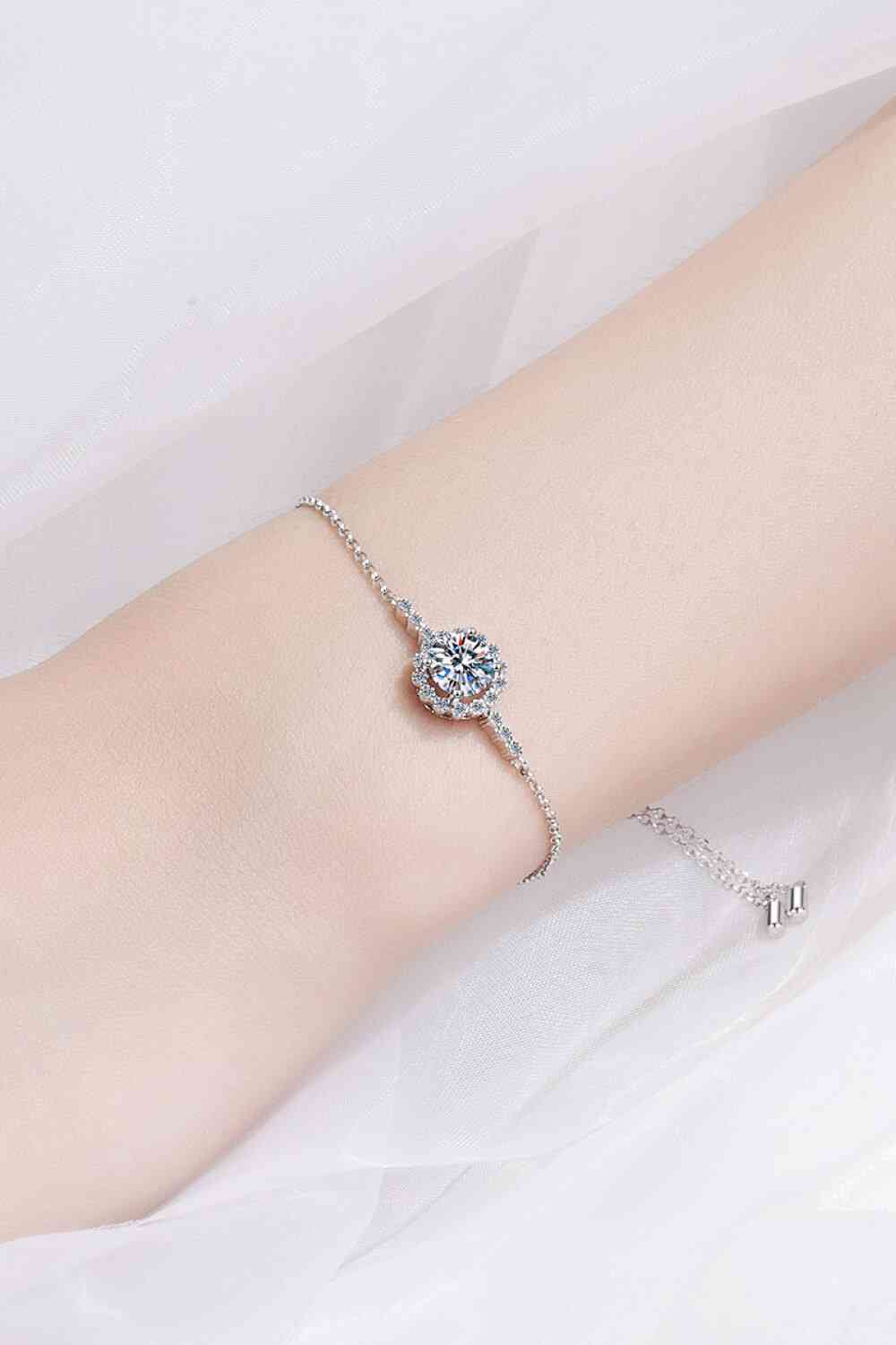 Moissanite Sterling Silver Charm Bracelet