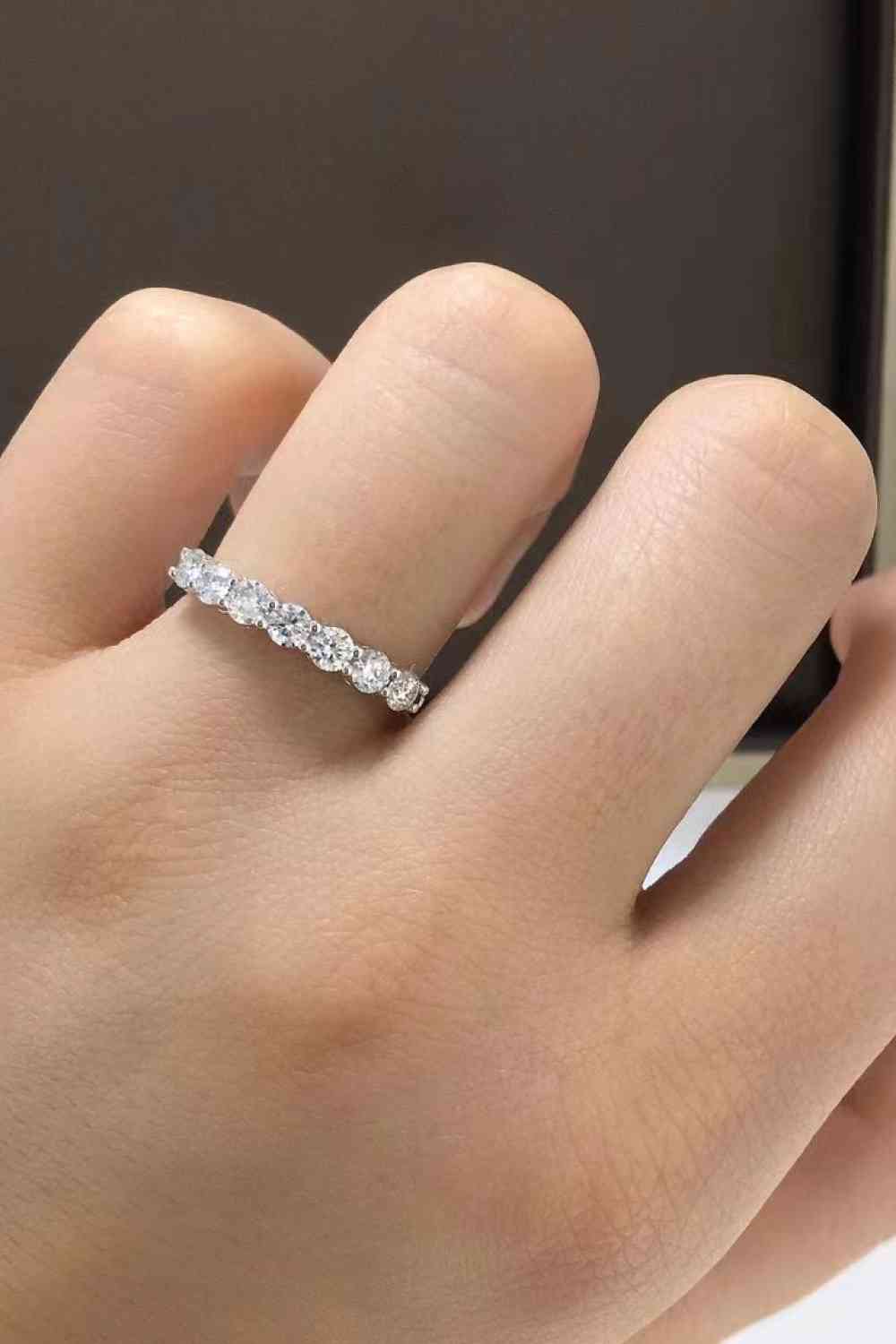 Moissanite Sterling Silver Band Ring