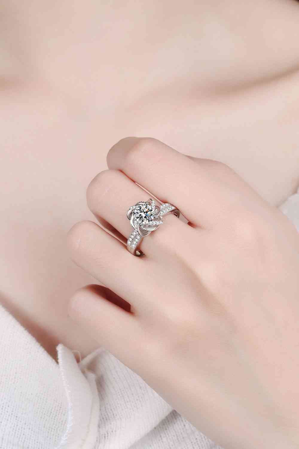 1 Carat Moissanite Twist Sterling Silver Solitaire Ring