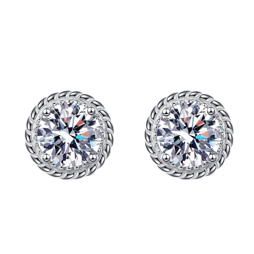 2 Ct Moissanite Sterling Silver Stud Earrings