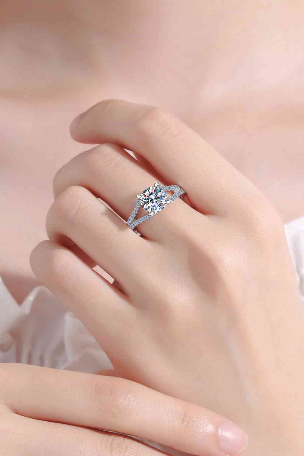 2 Carat Moissanite Sterling Silver Ring