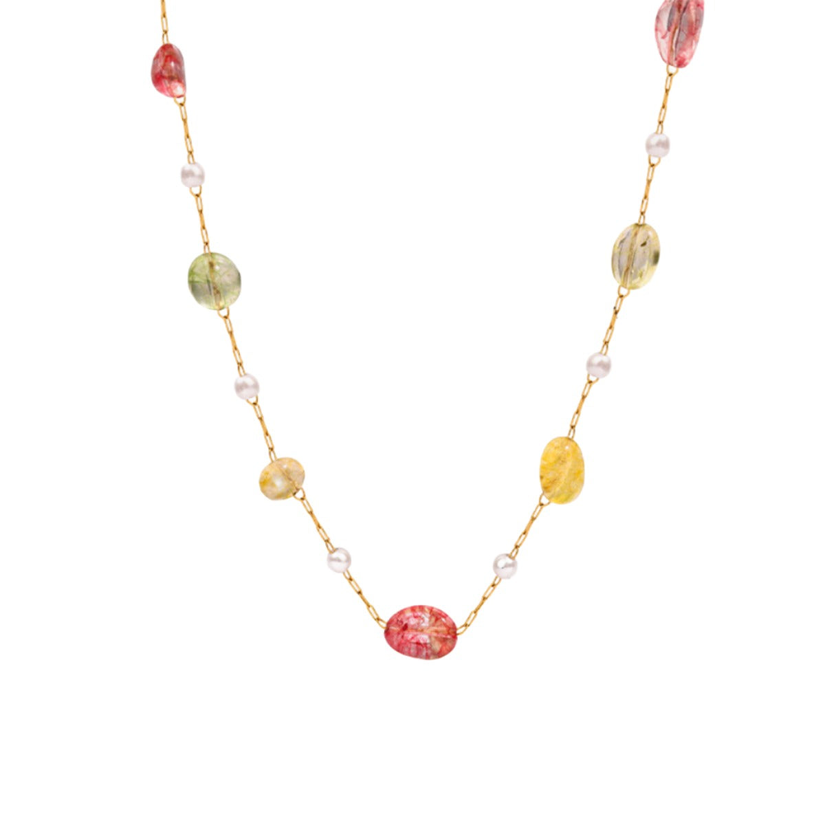 Titanium Gold-plated Bead Necklace