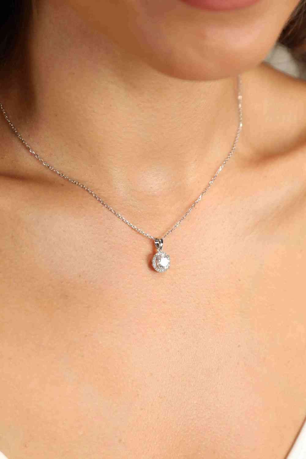 Moissanite Sterling Silver Charm Necklace