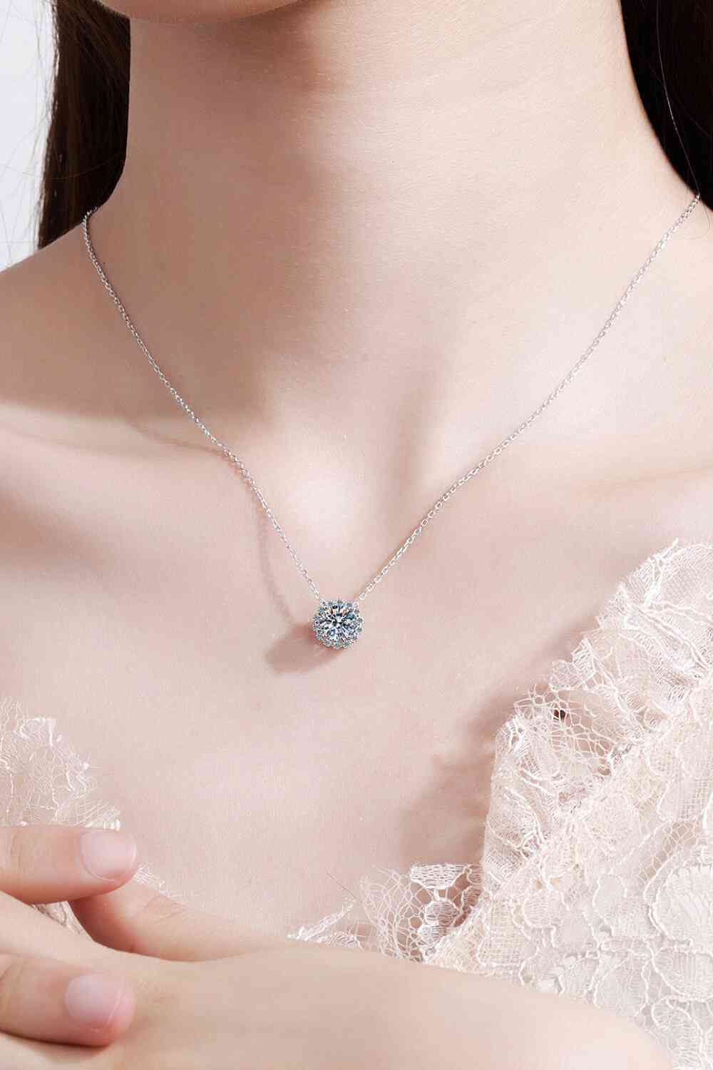 Moissanite Sterling Silver Charm Necklace