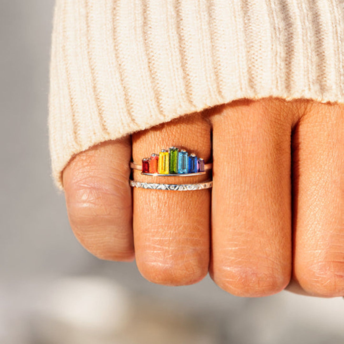 Double-Layered Radiant Spectrum Ring