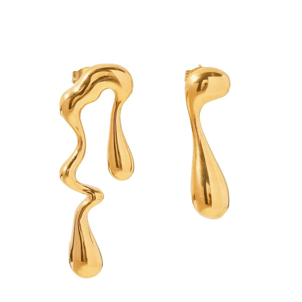 Gold Plated Geometric Mismatched Earrings