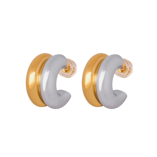 Two-Tone C-Hoop Earrings