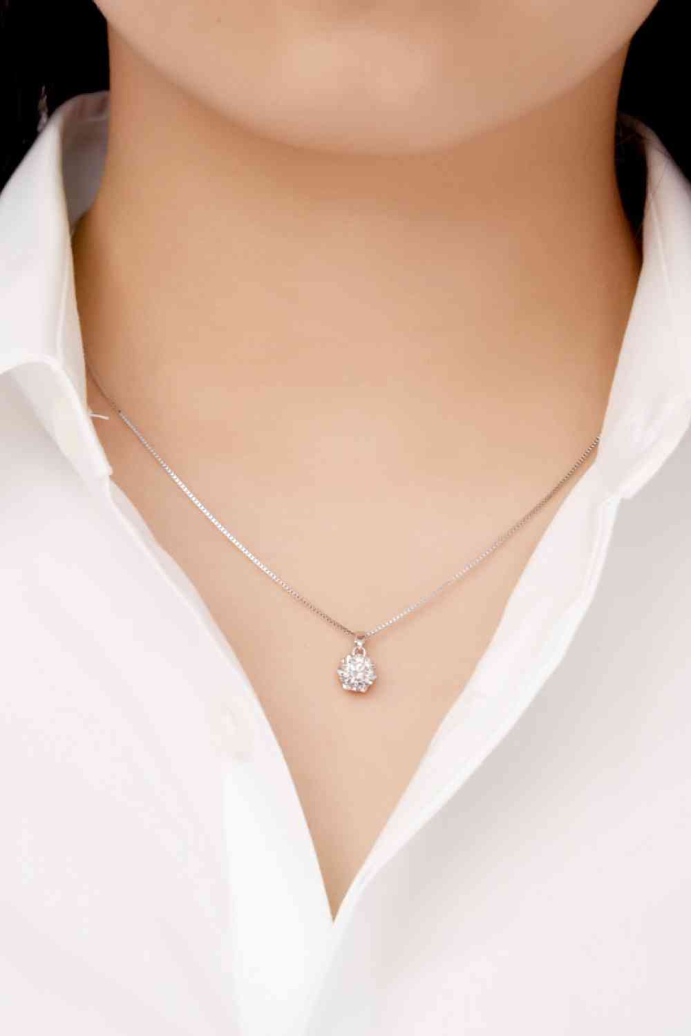 Moissanite Sterling Silver Charm Necklace