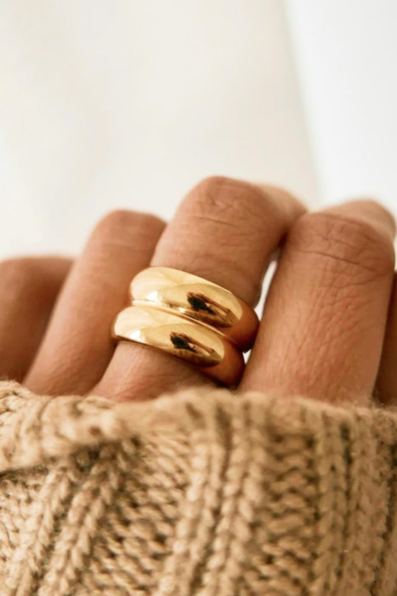 Gold Thick Double Band Ring