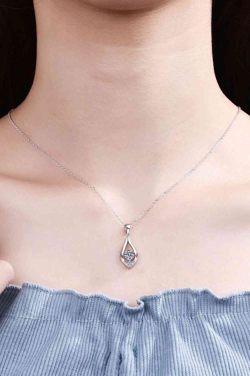 Moissanite Sterling Silver Charm Necklace