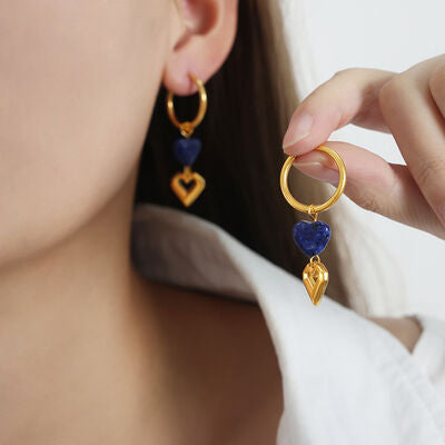 Heart Lapis Lazuli Dangle Earrings