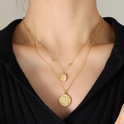 Gold Coin Double Charm Necklace