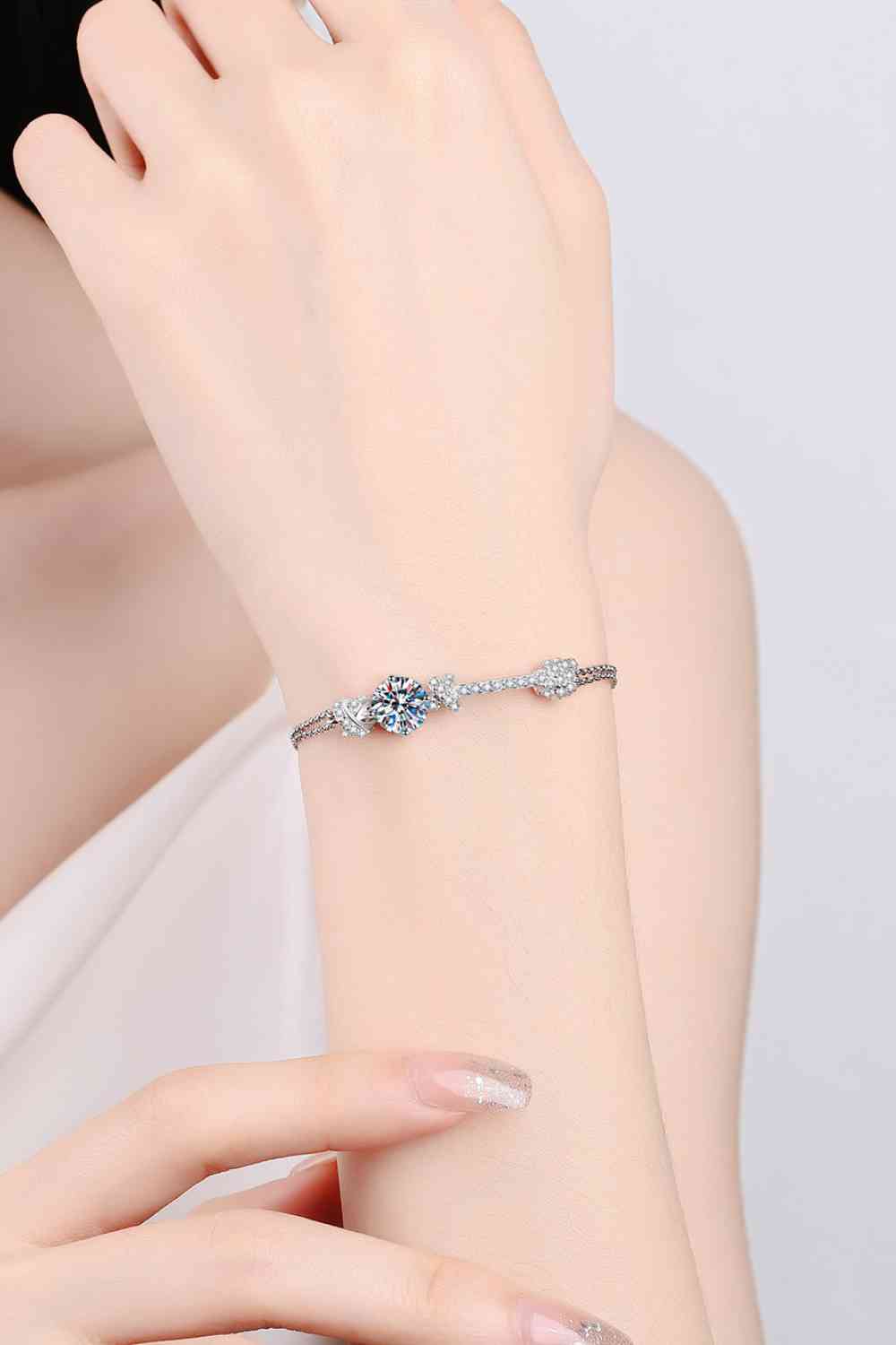 Moissanite Sterling Silver Charm Bracelet