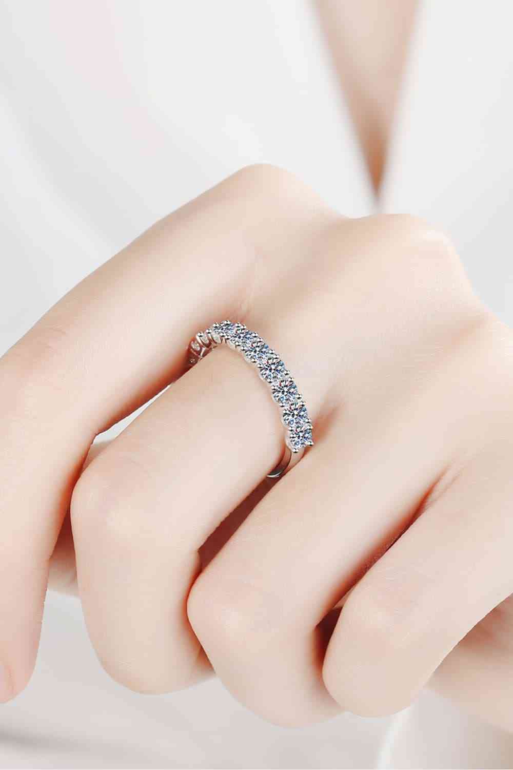 Moissanite 1 Carat Sterling Silver Band Ring