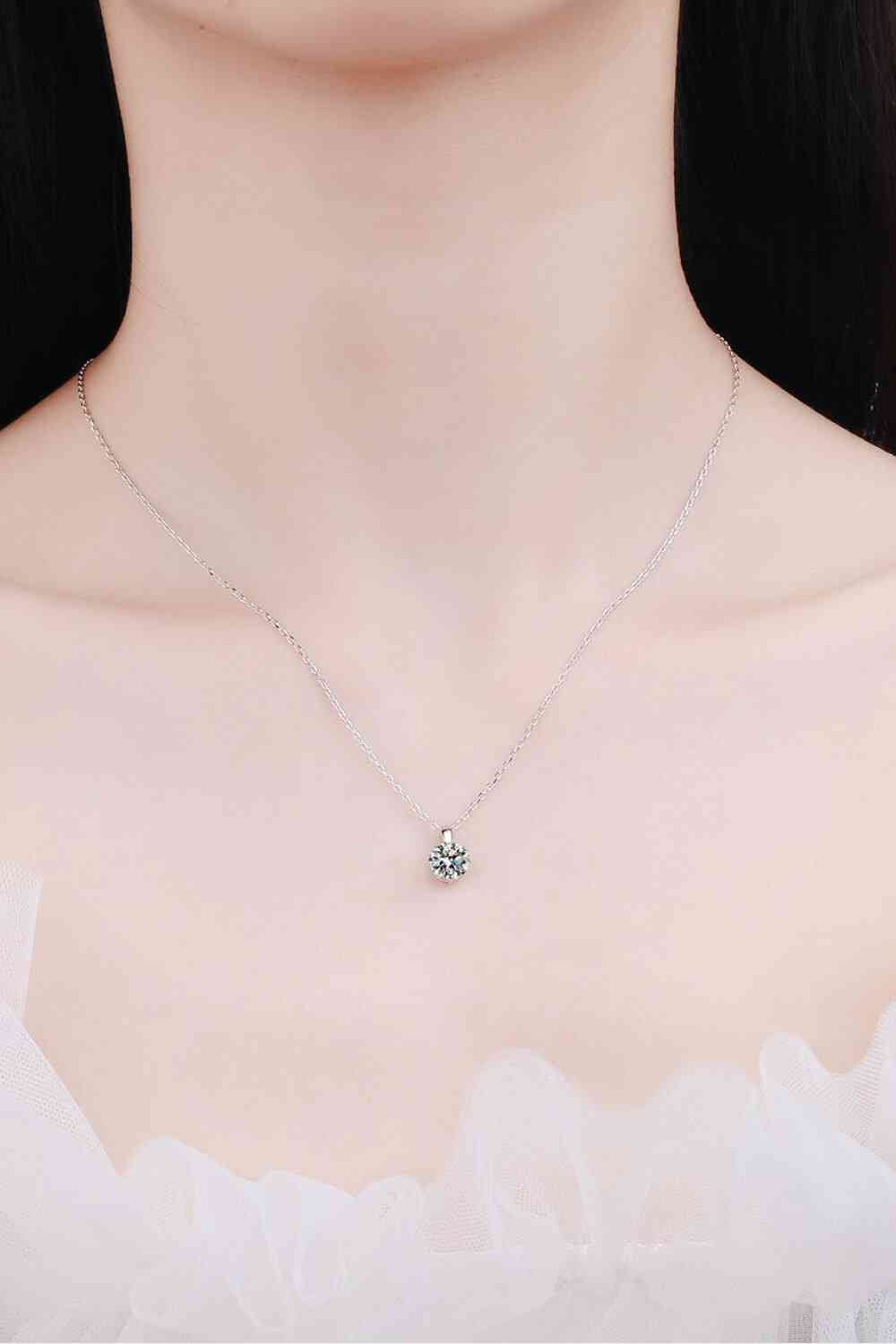 Moissanite Sterling Silver Charm Necklace