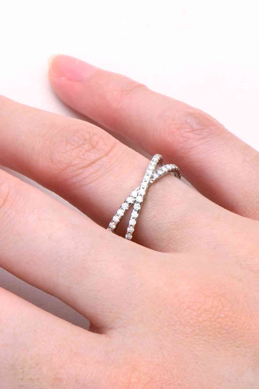 Moissanite Twist Sterling Silver Ring