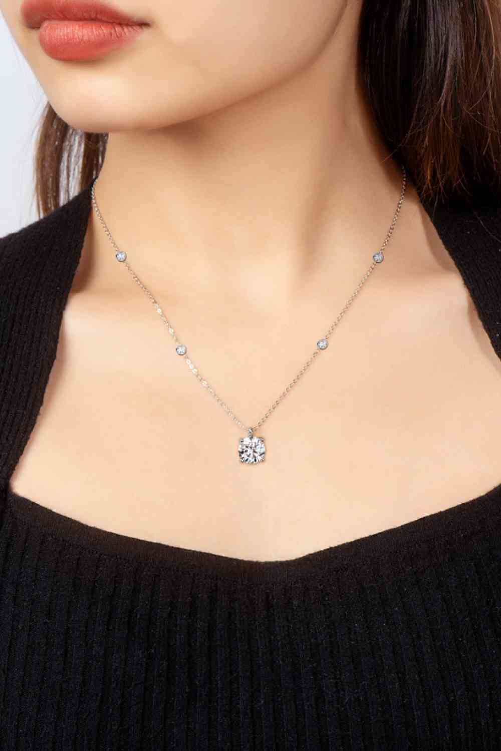 Moissanite Sterling Silver Charm Necklace