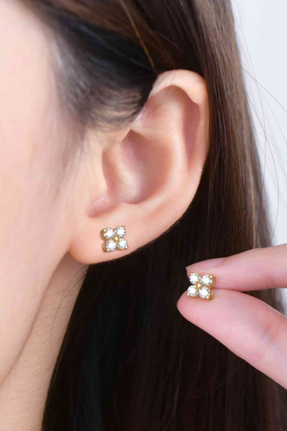 Moissanite Flower Stud Earrings