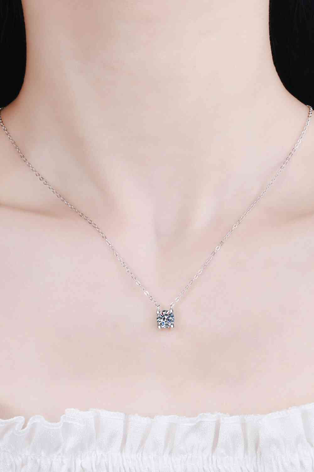 Moissanite Sterling Silver Charm Necklace