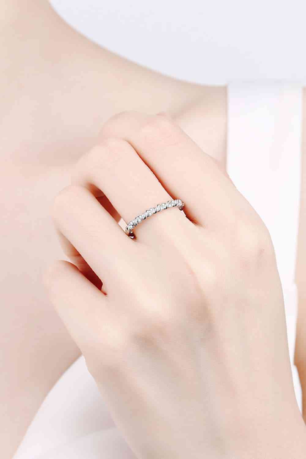 Moissanite Sterling Silver Twist Ring