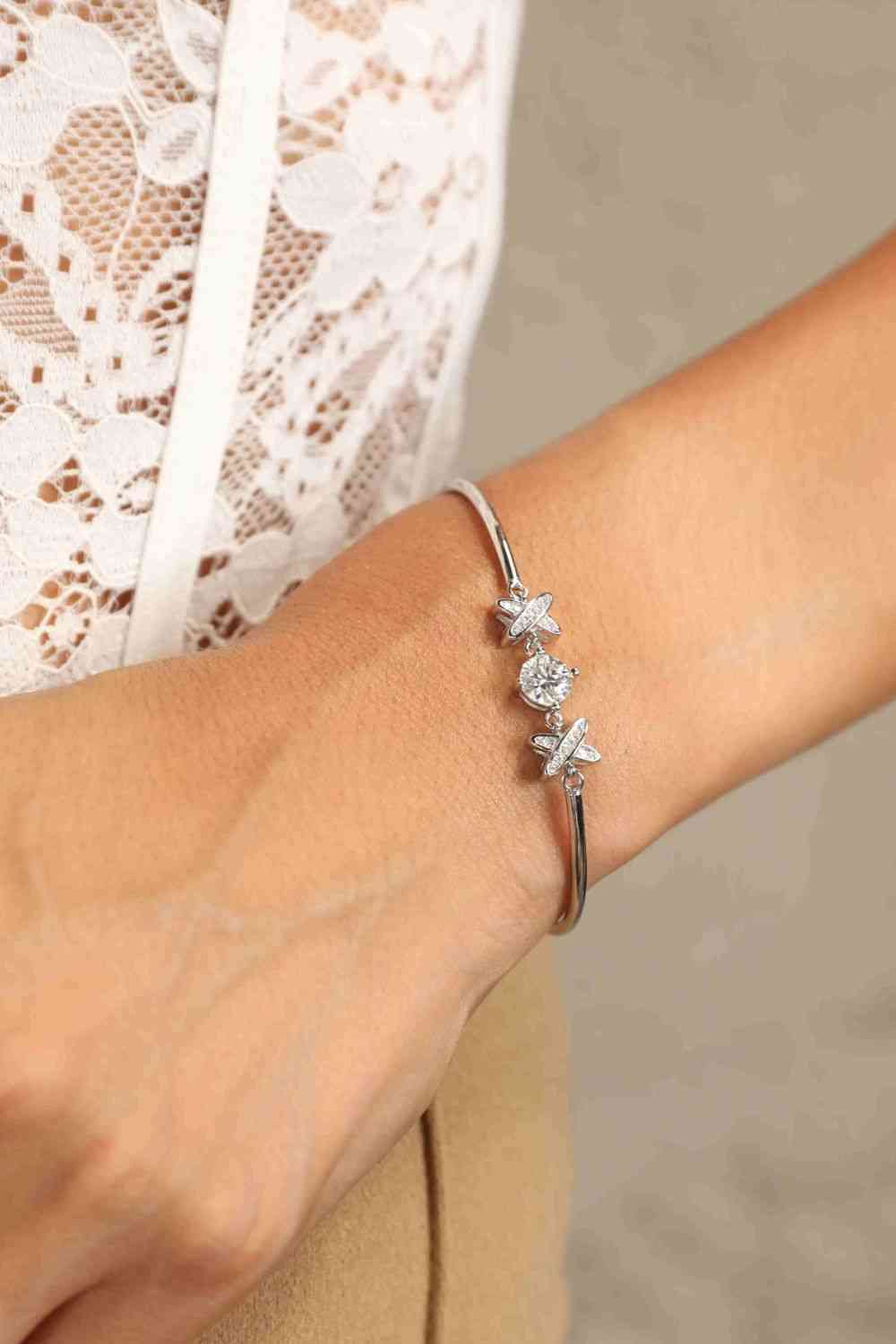 Moissanite Sterling Silver Charm Bracelet