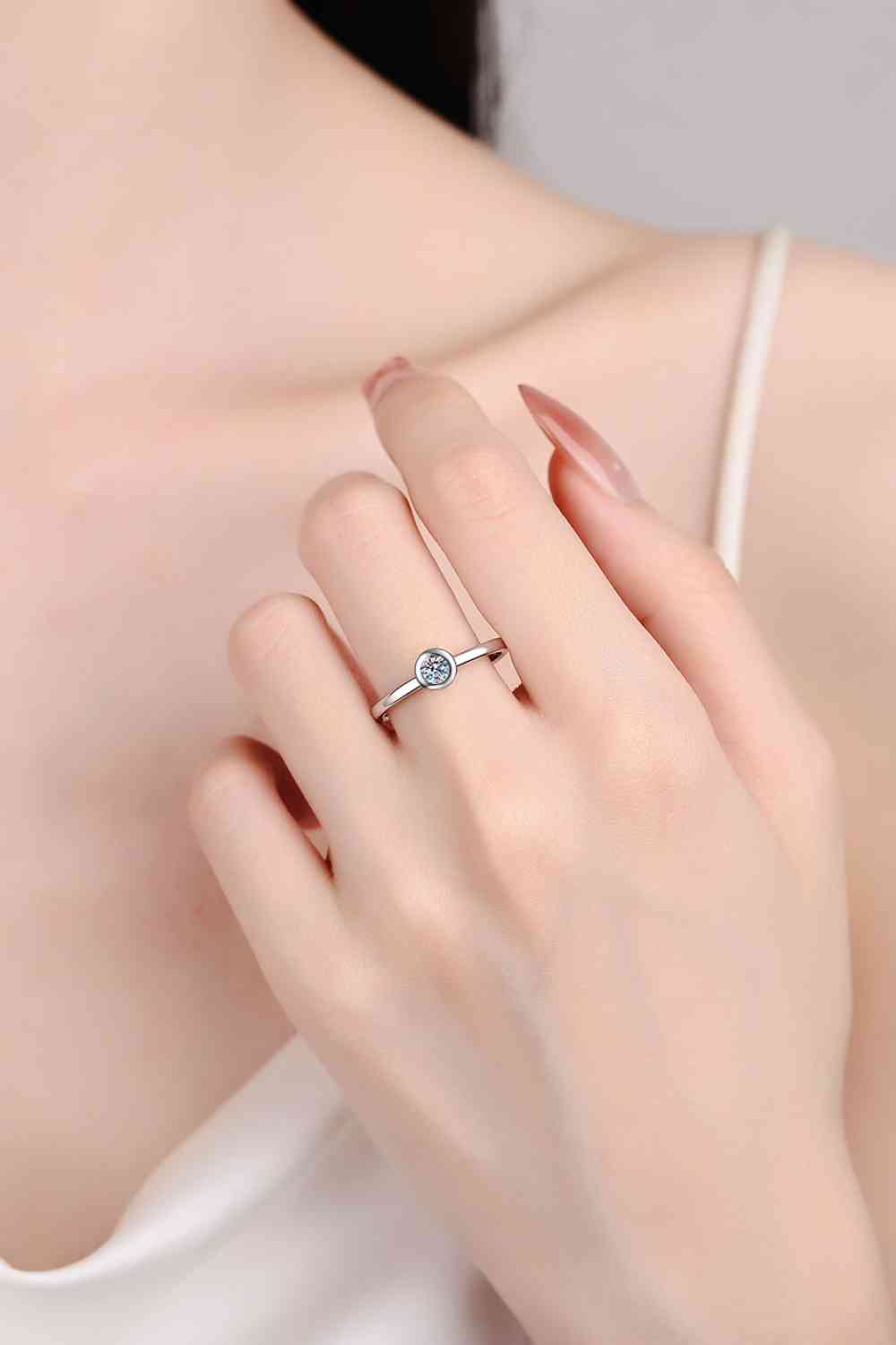 Moissanite Sterling Silver Solitaire Ring