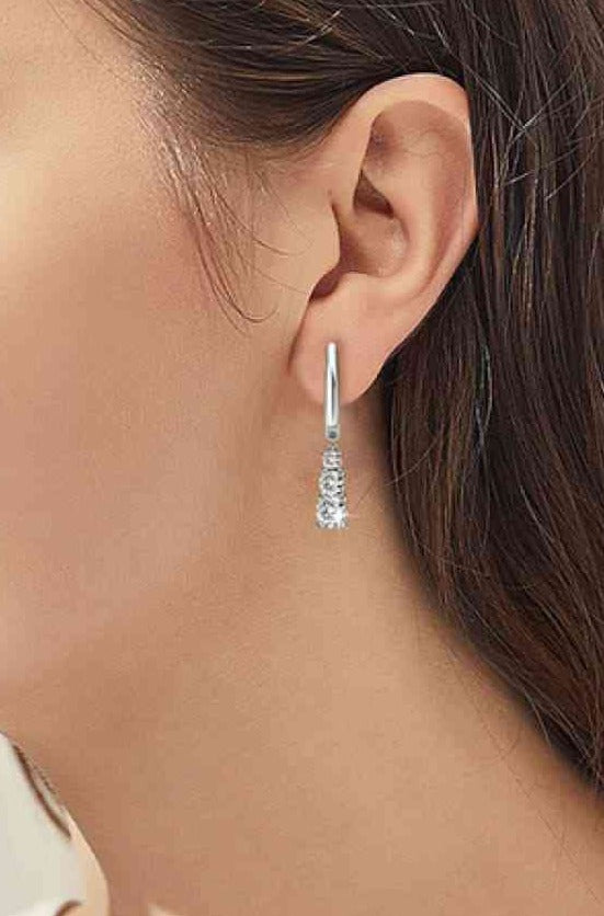 Moissanite Sterling Silver Dangle Earrings