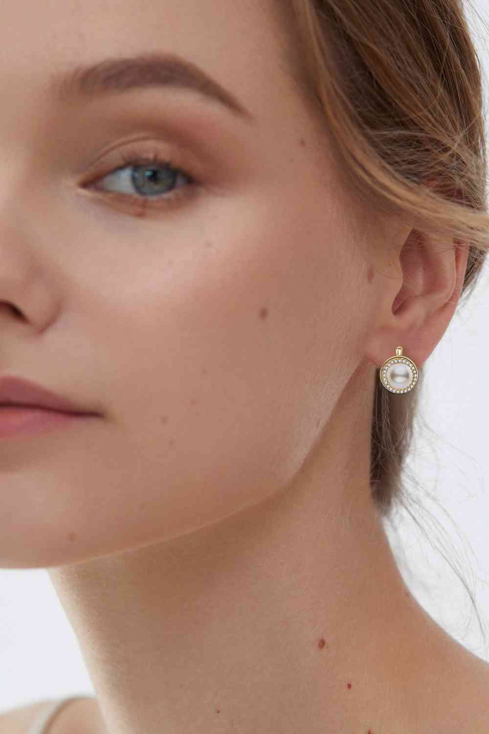 Moissanite & Pearl Stud Dangle Earrings